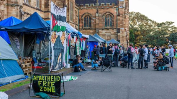 Pro-Palestine protests at The University of Sydney. (Picture: Justin Lloyd.)