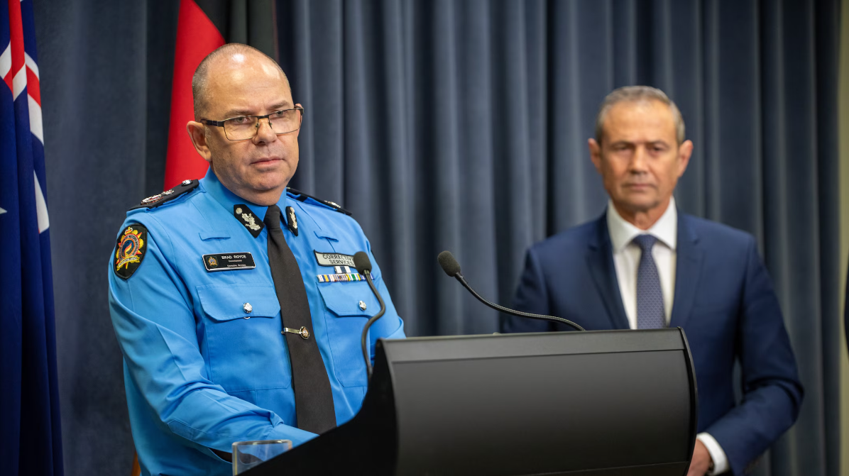 Brad Royce speaking to the media the morning after Ben's death. ABC News: Andrew O'Connor