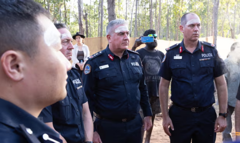 Commissioner Michael Murphy apologised for past injustices committed by the Northern Territory police at Garma in 2024. Photograph: Mike Bowers/The Guardian